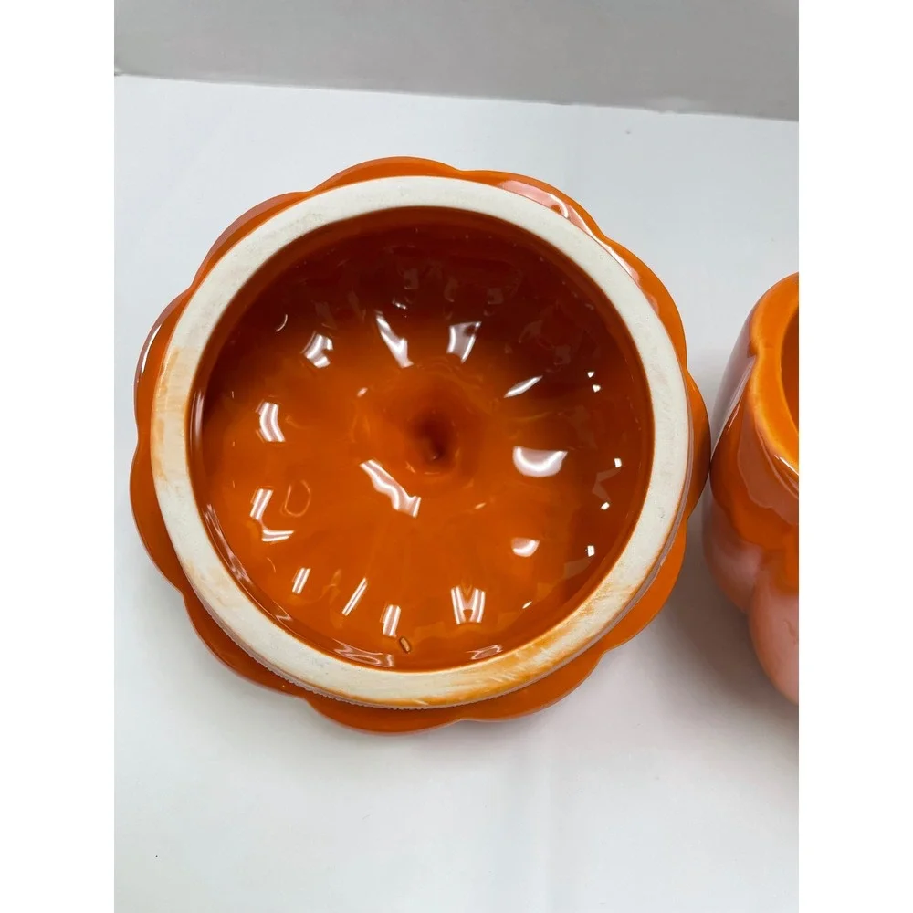 10 Strawberry Street Whimsical Cupboard Orange Iridescent Pumpkin Canister Jar